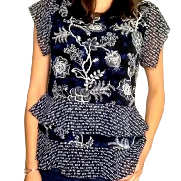 Cabi Ruffle Floral Feminine Fairy Whimsical Blouse L - Picture 1 of 6